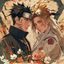 鸣雏CP同人本封面插图，温情系画风，火影忍者主角夫妻向创作